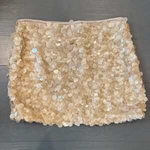 Zara Sequin almond & Cream Skirt in M